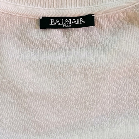Balmain White Black Flocked Logo Sweatshirt - S - Picture 8 of 9